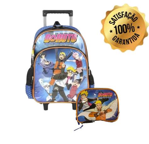 KIt Boruto Mochila De Rodinha E Lancheira Luxcel Material Escolar