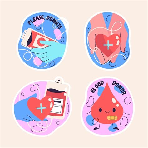 Premium Vector Naive Blood Donor Day Stickers Collection