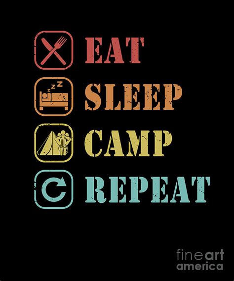 Eat Sleep Camp Repeat Backpacking Campgrounds Camper Camping Digital