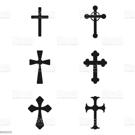 Christian Cross Set Vector Design On White Background Stock