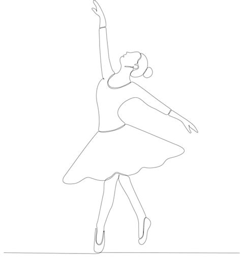 Desenho De Arte De Linha Cont Nua Bailarina Bailarina Bailarina