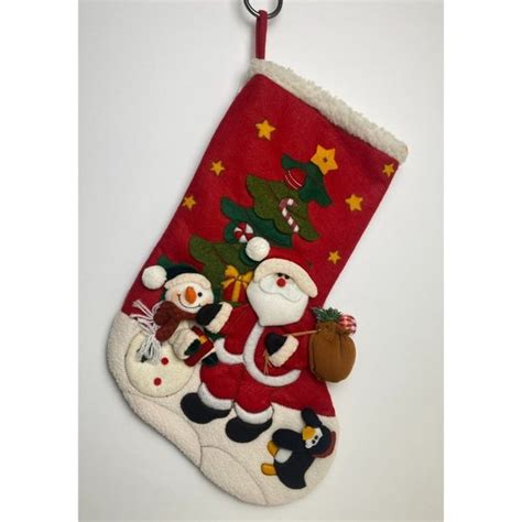 Unbranded Holiday Red Christmas Holiday Stocking 3d Santa Claus