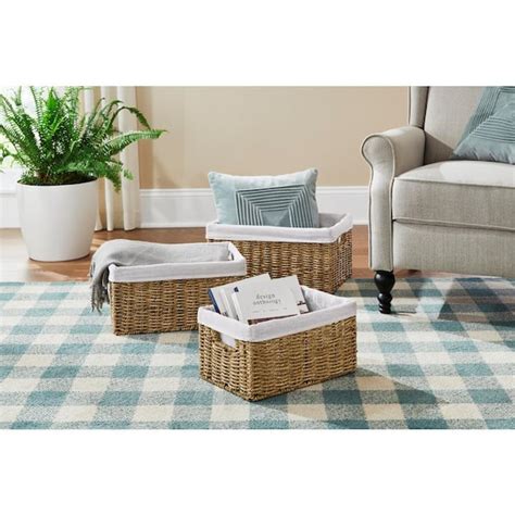 StyleWell Rectangular Seagrass Lined Storage Baskets Set Of 3