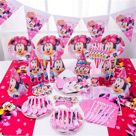 Disney vajilla desechable para fiesta temática de Minnie Mouse