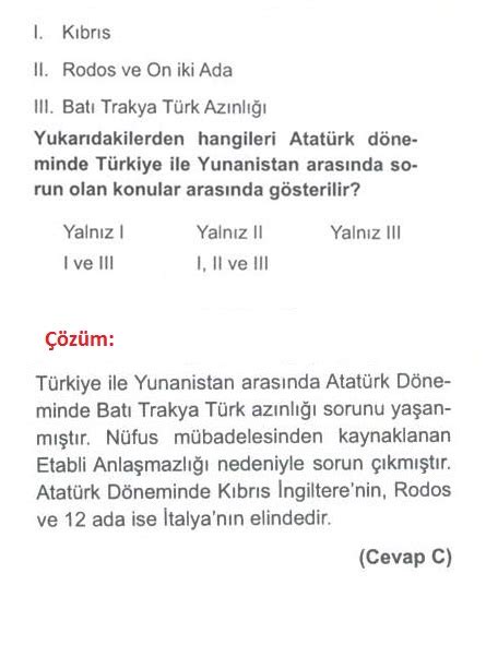 Atatürk Döneminde Türkiye İle Yunanistan Arasında Sorun Olan Konular