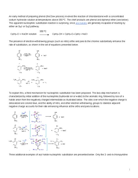 Nucleophilic Reactions Of Benzene Derivatives An Early Method Of