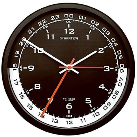 Buy Trintec 12 & 24 Hour Time Swl Zulu Time 24hr Wall Clock - Black ...