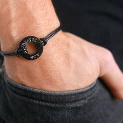 Bracelet Noir Personnalis Pour Homme Bracelet Pr Nom Pour Homme