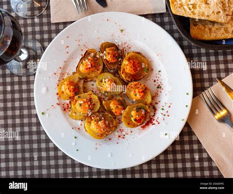 Spanish Fried Potatoes Patatas Bravas Stock Photo Alamy