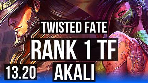 TWISTED FATE Vs AKALI MID Rank 1 TF 6 1 12 Rank 19 KR