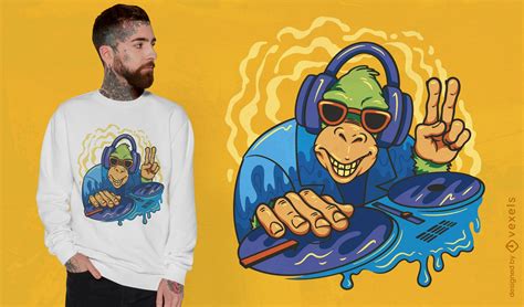 Monkey Dj Cartoon T Shirt Design Vector Download