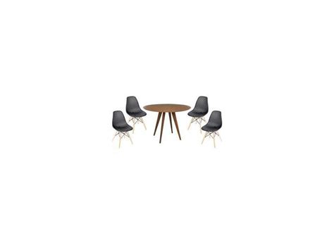 Conjunto Mesa Square Redonda Tampo Louro Freijó 80cm 4 Cadeiras