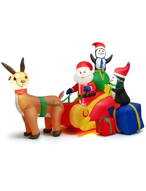 Csostway 1.8M Inflatable Christmas Decorations Santa Sleigh Reindeer ...