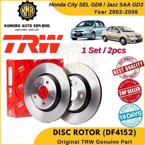 1 Pair TRW Front Brake Disc Rotor Set Honda City SEL GD Jazz SAA