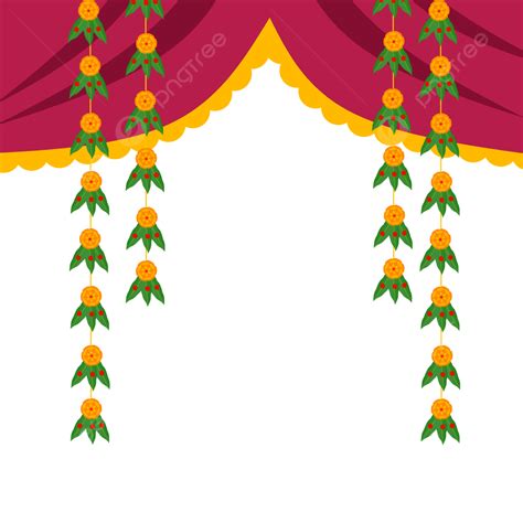 Door Curtains Clipart Vector Festival Door Decoration With Marigold