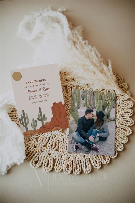 Desert Save The Date Template Southwestern Wedding Ranch Etsy