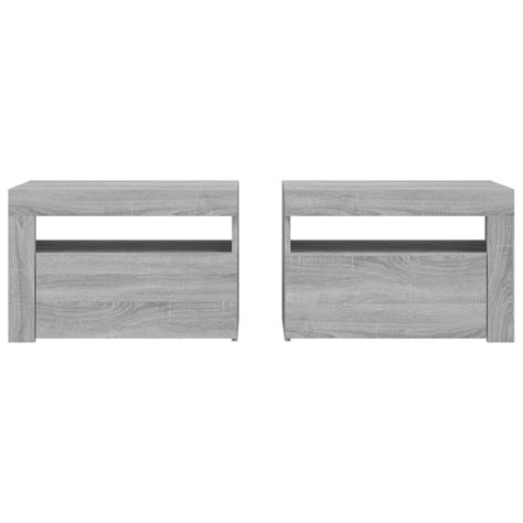 Dioche Tables De Chevet Pcs Avec Led Sonoma Gris X X Cm Yw