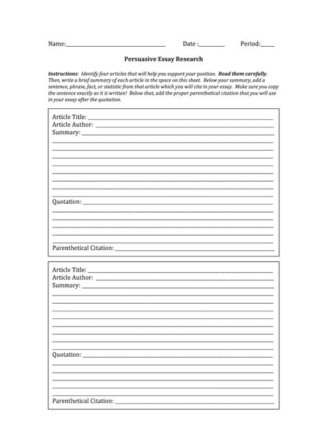 Fillable Online Persuasive Essay Research Fax Email Print Pdffiller