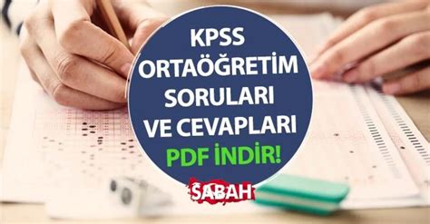 Kpss Ortaöğretim Soruları Ve Cevapları PaylaŞildi Pdf Tikla İndİr