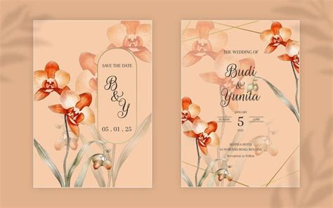 Premium Psd Watercolor Wedding Invitation Card Template With