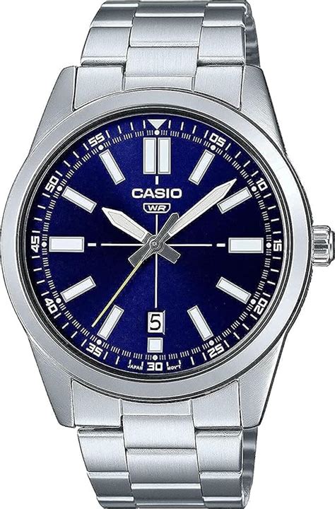 Casio Mtp Vd D E Men S Stainless Steel Blue Dial Hand Analog Sporty