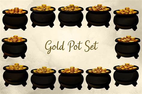 Gold Pot Set Graphic By Picture Pizzazz Creative Fabrica