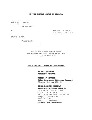 Fillable Online Floridasupremecourt Sc Jurisdictional Initial