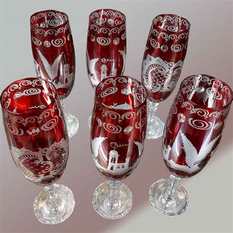 Collection De Six Verres En Cristal De Boh Me Fabriqu S Au Xixe Si Cle