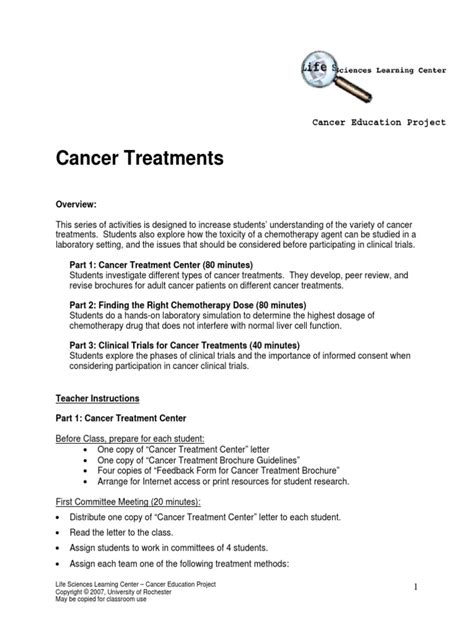 Cancer Treatments | PDF | Chemistry | Dose (Biochemistry)