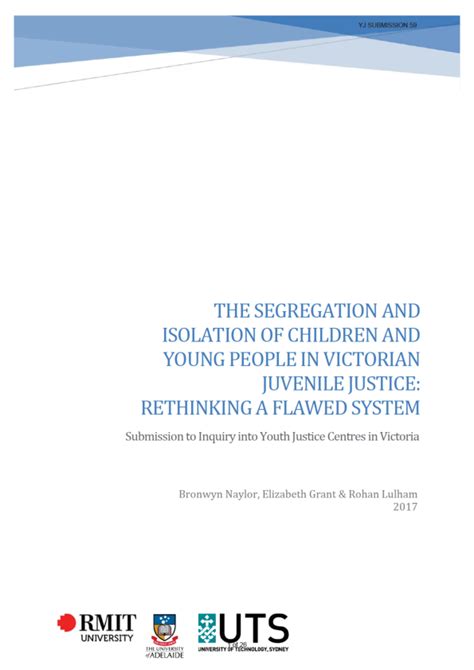 Pdf Submission To Inquiry Into Youth Justice Centres In Victoria The