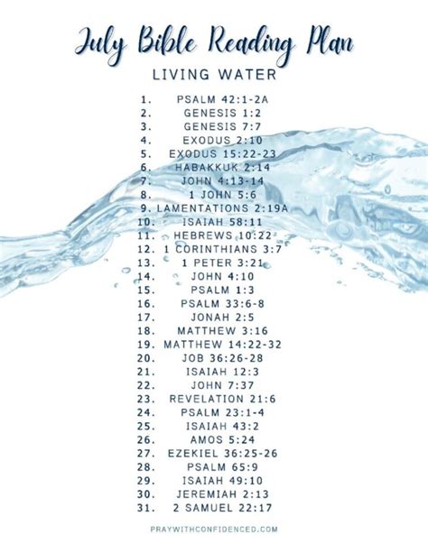 July Bible Reading Plan Living Waters Pray With Confidence