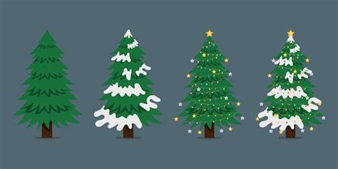 Premium Vector Christmas Trees Cartoon Collection New Years And Xmas Traditional Symbol Tree