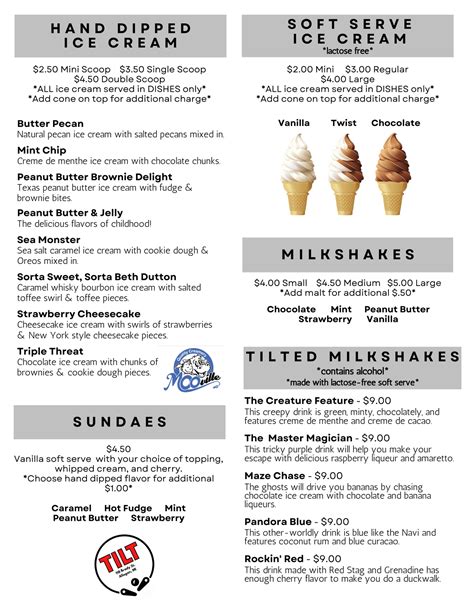 Ice Cream Menu — TILT