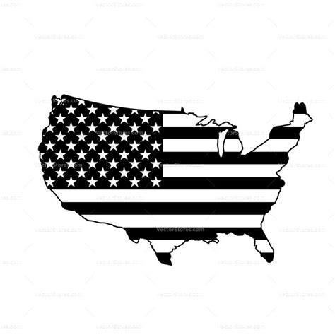 United States Flag Map Usa Inside Black White America Country