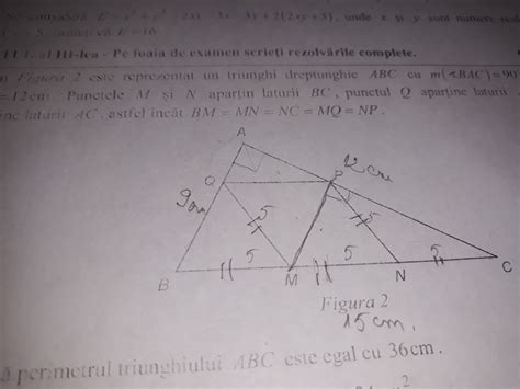 Se Da Un Triunghi Dreptunghic Abc Cu Masura Unghiului Bac Ab Cm Si