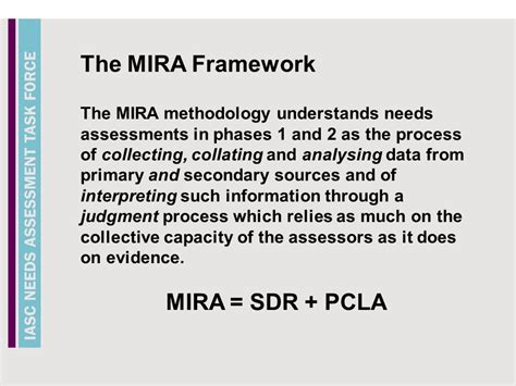 Needs Assessment Task Force The Story Of Mir N A Iasc Needs Assessment