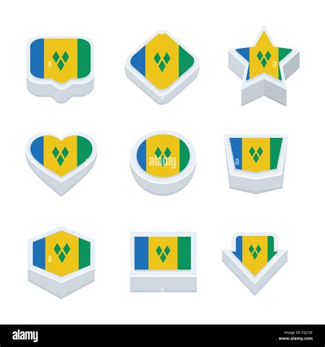 St Vincent And The Grenadines Flags Icons And Button Set Nine Styles Stock Vector Image And Art Alamy