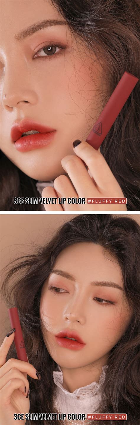 Son 3CE Slim Velvet Lip Color Fluffy Red Đỏ Hồng Khô Jeju Cosmetics