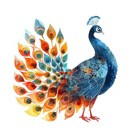 Ilustración vectorial de pavo real en estilo acuarela Vector Premium