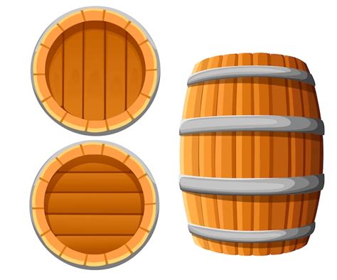 Premium Vector Wooden Barrel With Metal Bands Wine Or Beer Keg