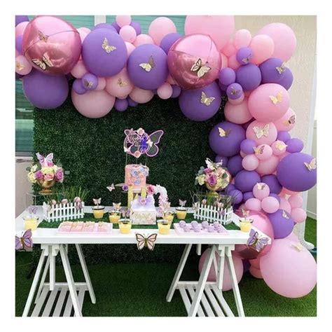 Weeyin Kit Decoraci N Globos Cumplea Os Arco Mariposa Morada Meses