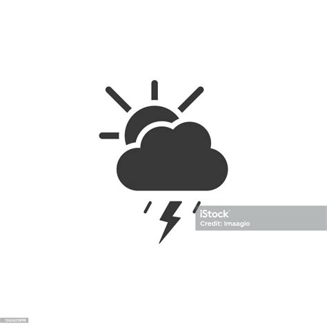 Weicher Sturm Wolke Und Sonne Symbol Wetterglyphenvektorillustration