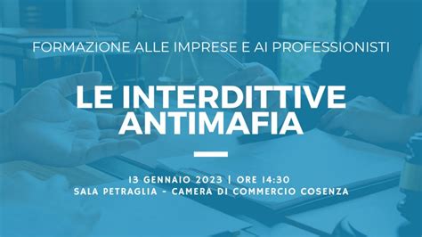 Giornata Formativa Dedicata Al Tema Delle Interdittive Antimafia Il 13