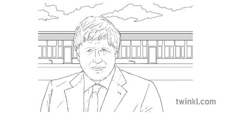 Boris Johnson With School Background Black And White Rgb Illustration