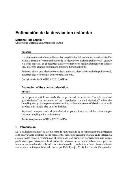 Estimación De La Desviación Estándar Todo Cálculo Udocz