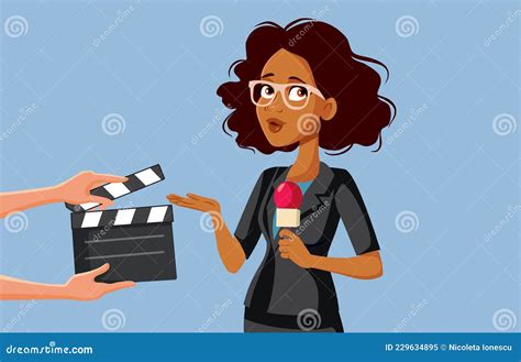 Tv Reporter Filming a Documentary Vector Cartoon Illustration Stock ...