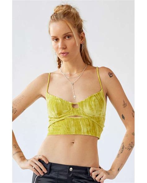 Urban Outfitters Uo Josie Velvet Corset Cami In Green Lyst