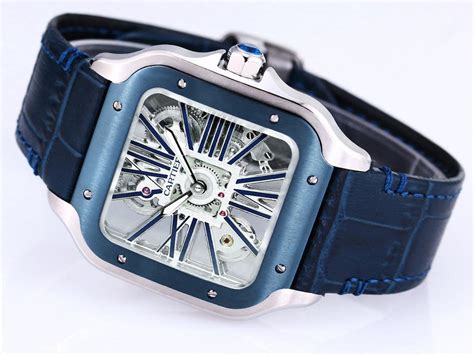 Buy Super Clone Replica Cartier Santos Skeleton Series X43 Blue Watch