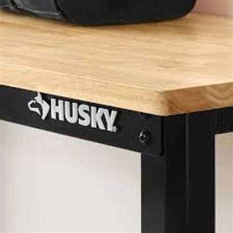 Husky Ready To Assemble Ft Solid Wood Top Workbench In Black