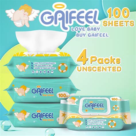 Gaifeel Baby Wipes 100 Sheets Unscented Baby Wipes Wet Wipes Pack Of 4